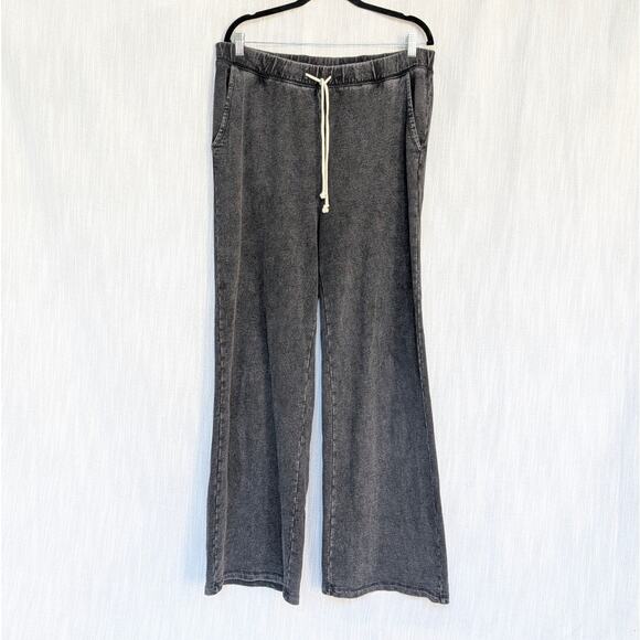 Z Supply Gray Hunter Knit Denim High-rise Wide Leg Pants, size XL - Picture 1 of 8